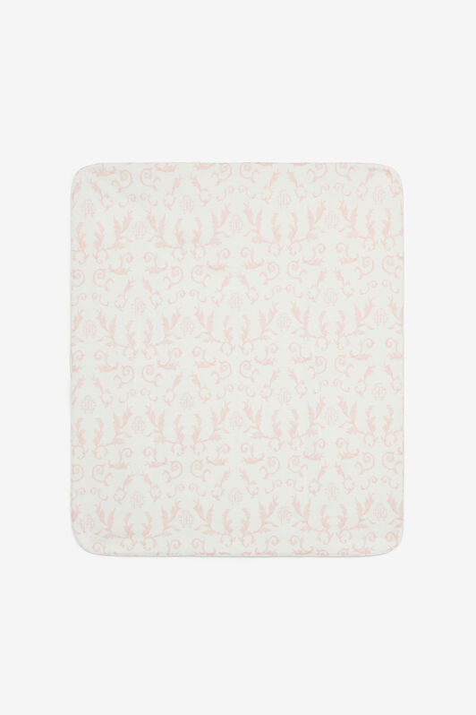 JU Manta Con Estampado Floral Y Monograma RC Rosa UJT801-JD001
