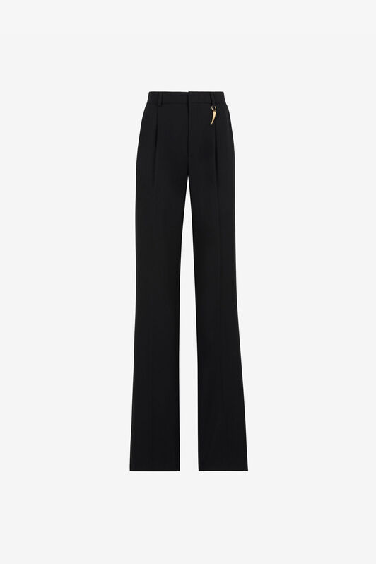 RC Plissierte Hose mit geradem Bein und Tigerzahn Schwarz QKT220-FY012
