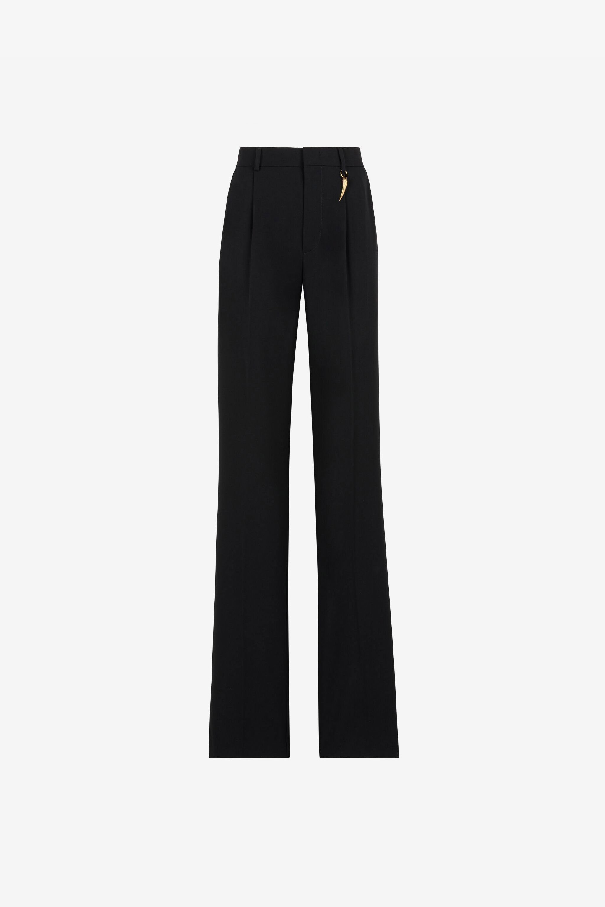 RC Plissierte Hose mit geradem Bein und Tigerzahn Schwarz QKT220-FY012
