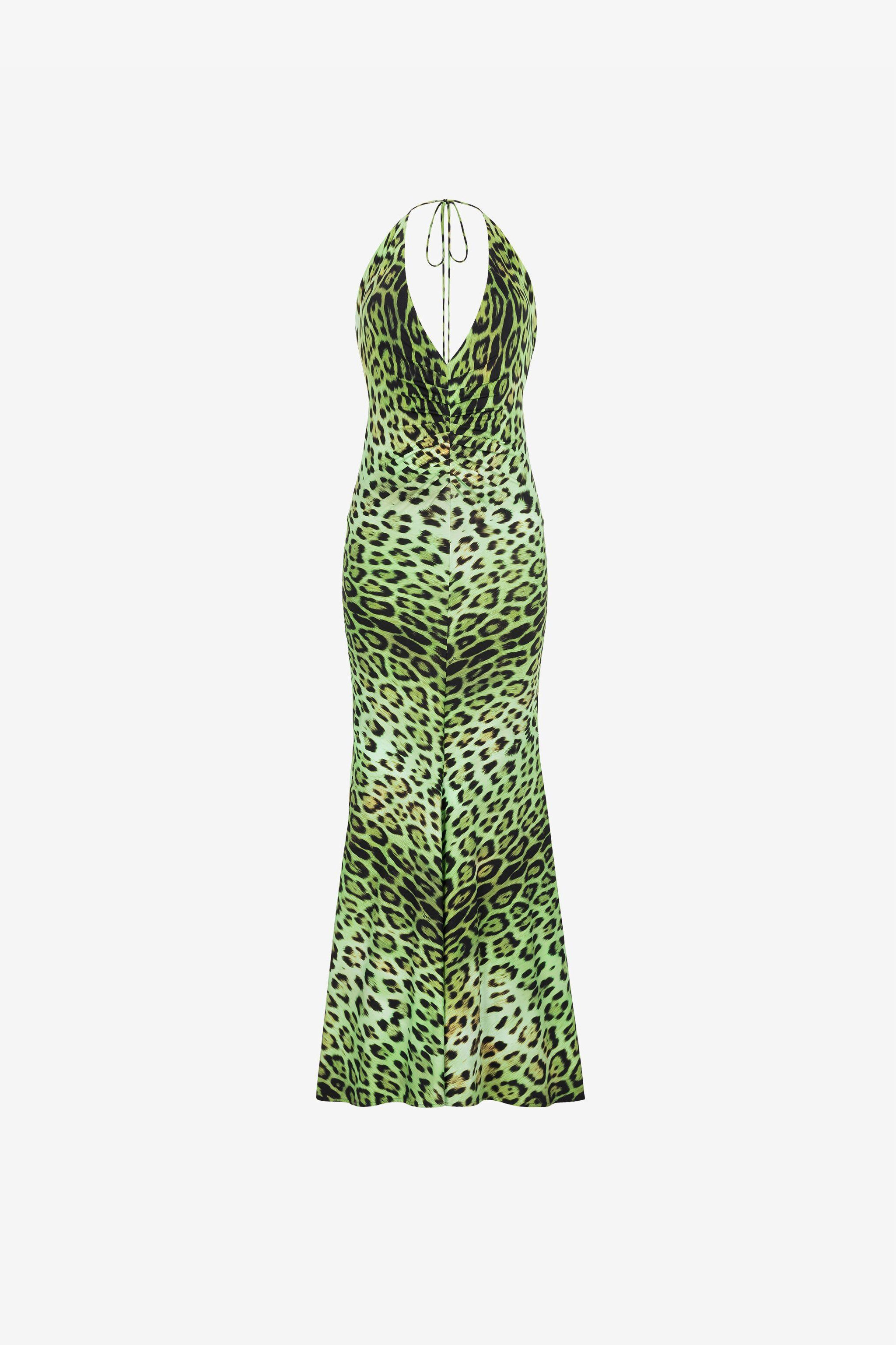 RC Leopard-print halterneck dress Light green QKT103-LNF53