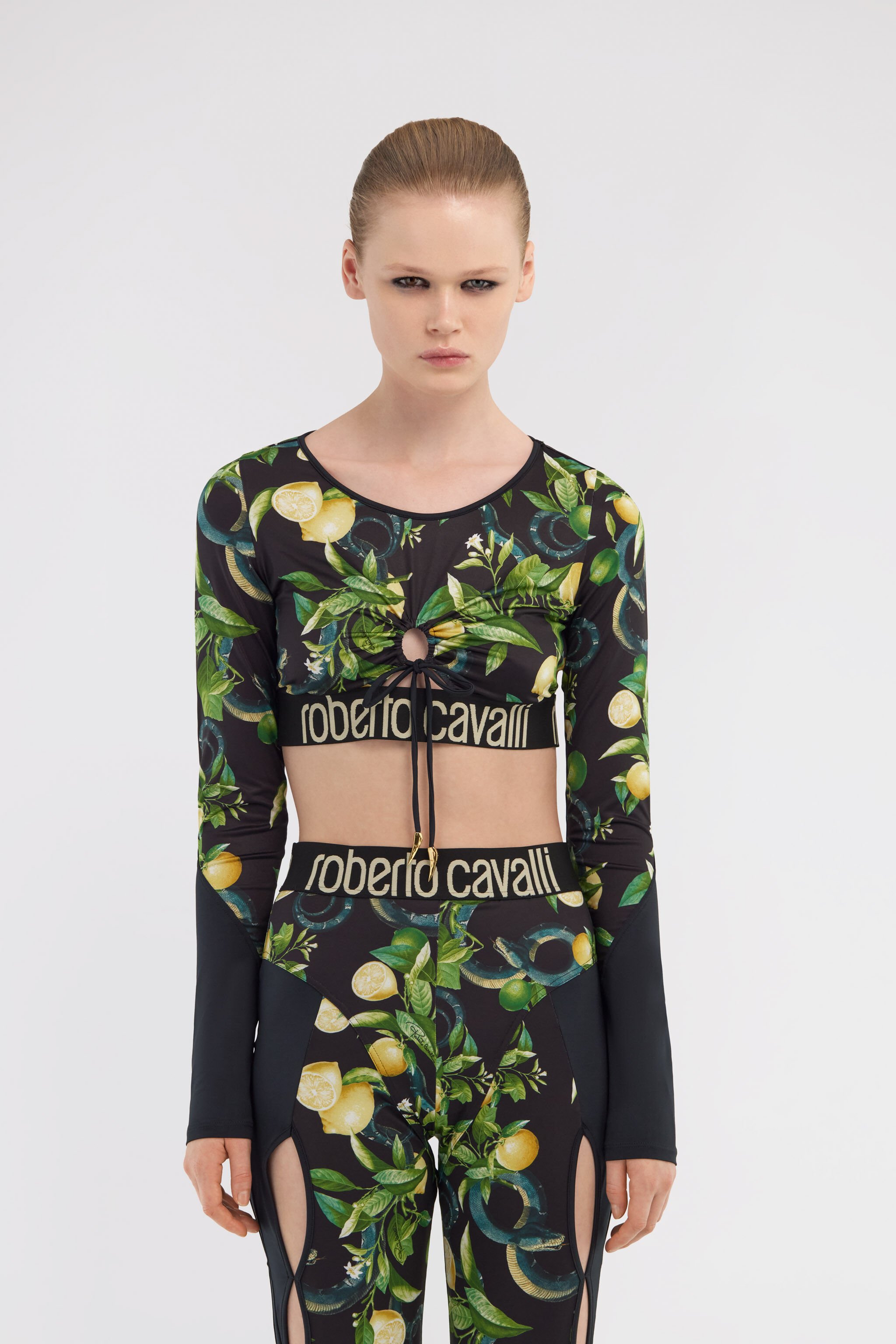 RC Crop top Lemon print Black SKT65A-LNI89