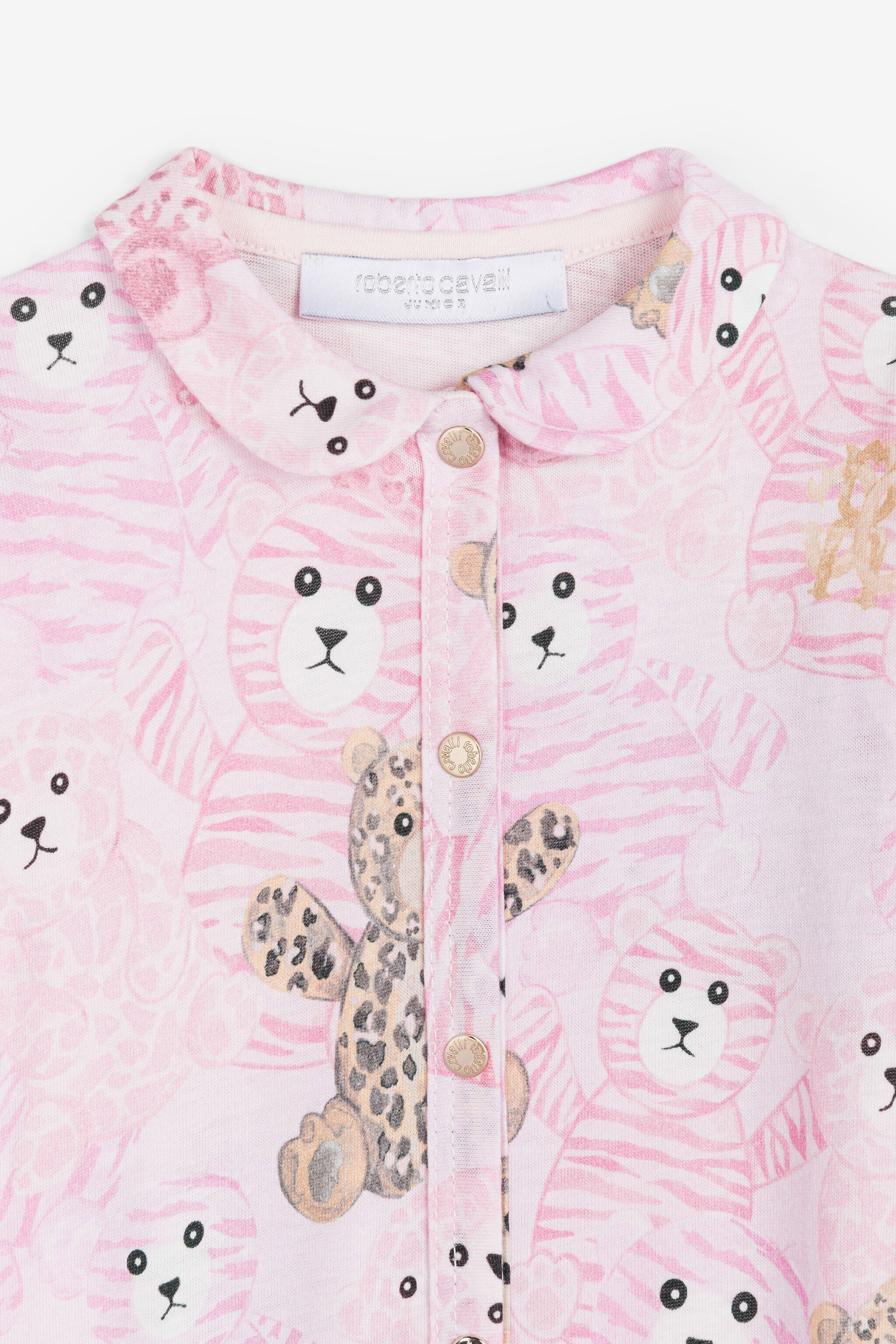 JU Teddy Bear-Print Cotton Babygrow Set Pink RJT831-JFG79