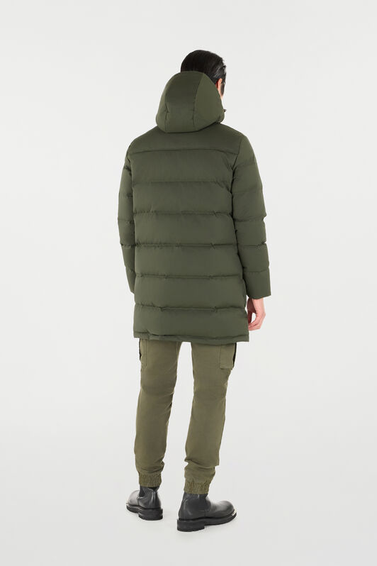 RC Long Quilted Down Jacket with Hood MILITARY GREEN OOT40G-DJ001