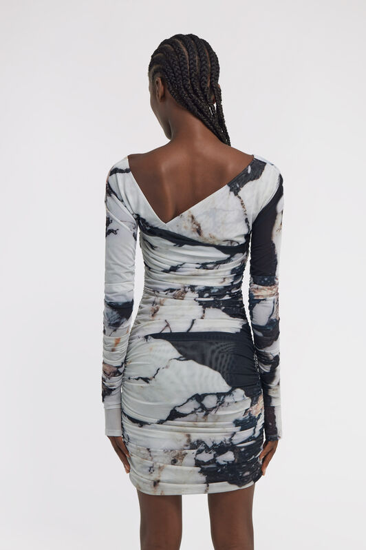 RC Marble Print Dress Noir/Blanc TWT137-6HN18