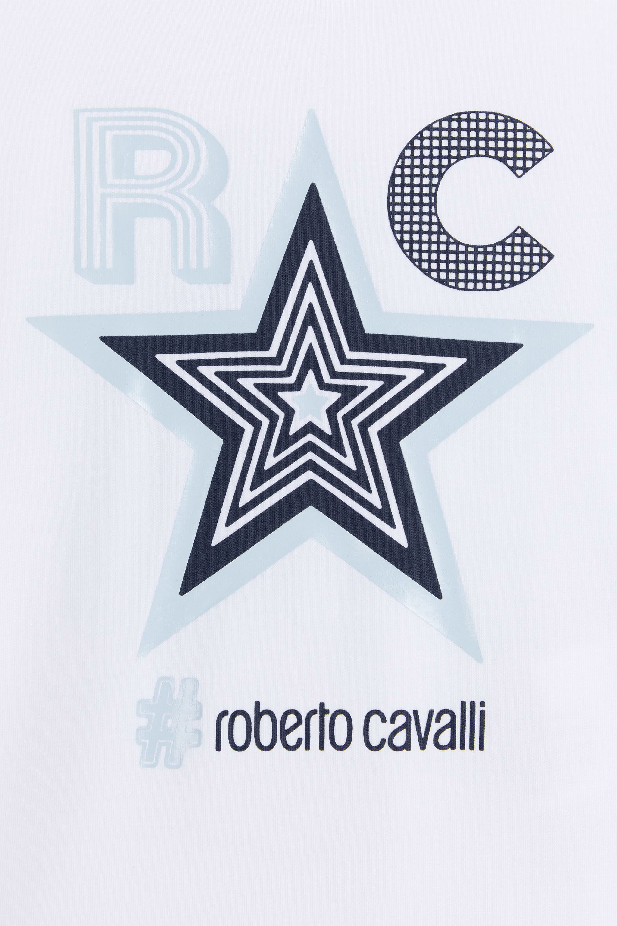 JU T-shirt à imprimé Cavalli Mania Star WHITE MJT61D-JV025