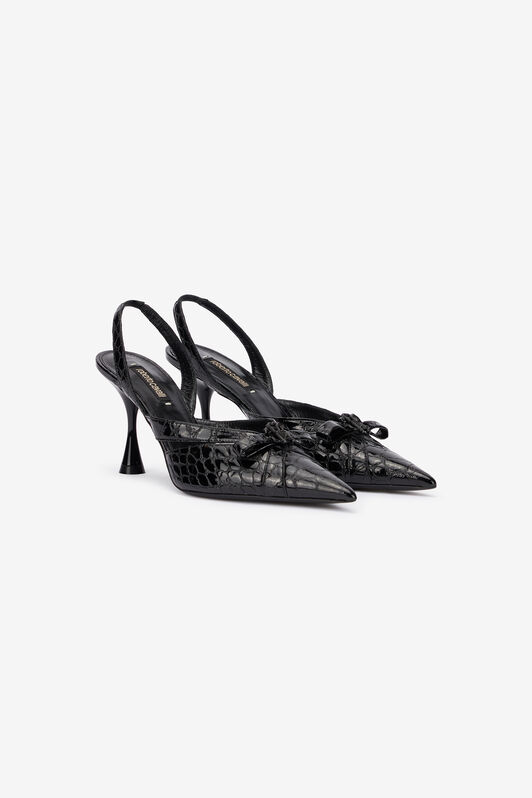 RC Crocodile Slingbacks Black UKS010-PZV97