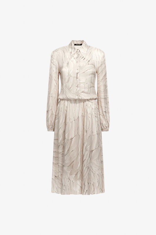 RC Ice Feathers print shirt dress White SWT117-6DL74