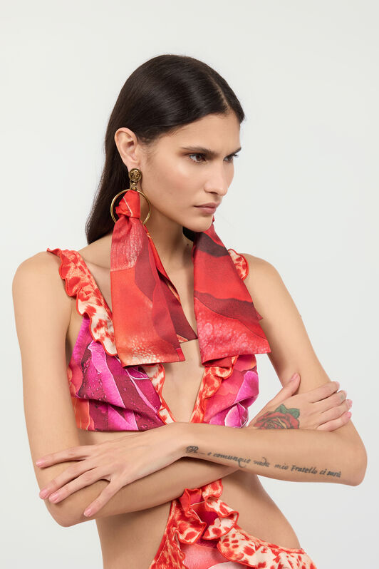 RC Boucles d'oreilles Imprimé Bandana Rouge TKG001-AM019