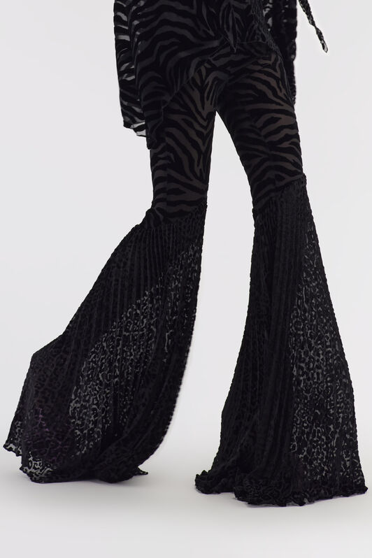 RC Velvet pants with Ray of Gold print Black RWT205-VL040