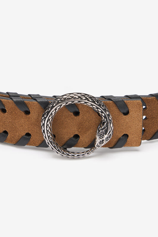 RC Ceinture En Cuir Avec Boucle Serpent Marron URC001-PZU05