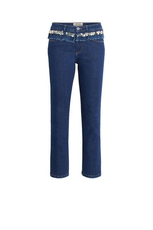 RC Fransen-Jeans mit Paillettenstickerei RC Fransen-Jeans mit Paillettenstickerei Dunkelblau IWJ245-DS001