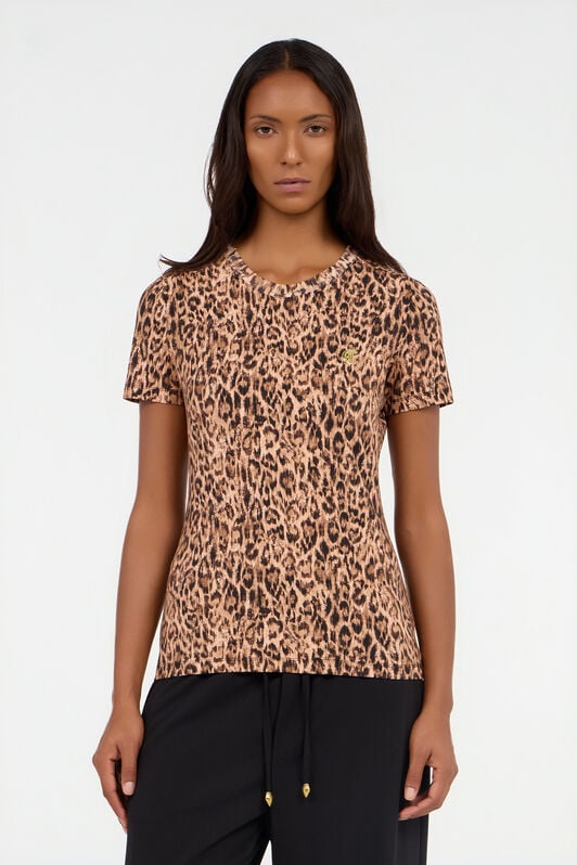 JC T-Shirt mit Leopardendruck und Logo BEIGE VFT184-VF307