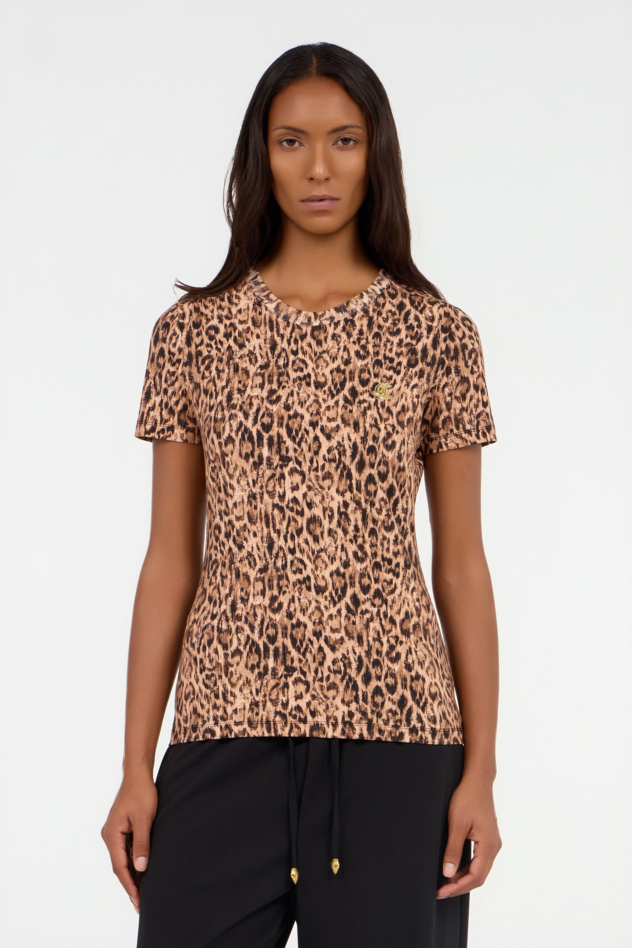 JC T-Shirt mit Leopardendruck und Logo BEIGE VFT184-VF307