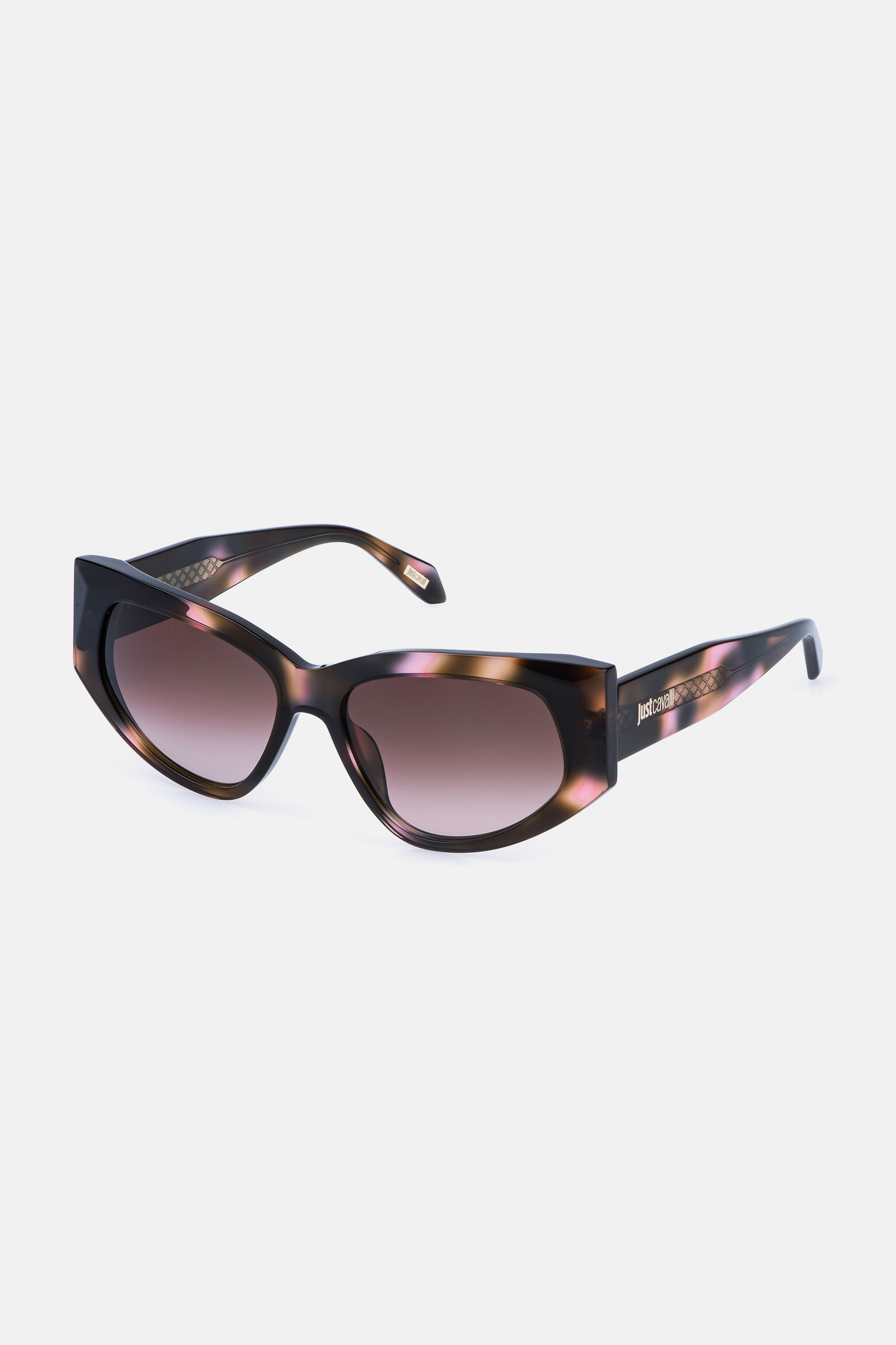 JC Sunglasses with  bold cat-eye frame BROWN/PINK HAVANA VALD16-ID256