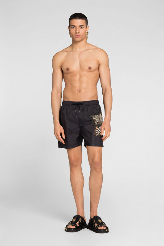 RC Animalische Badeshorts mit Patchwork-Print RC Animalische Badeshorts mit Patchwork-Print BLACK ONH04C-SB053