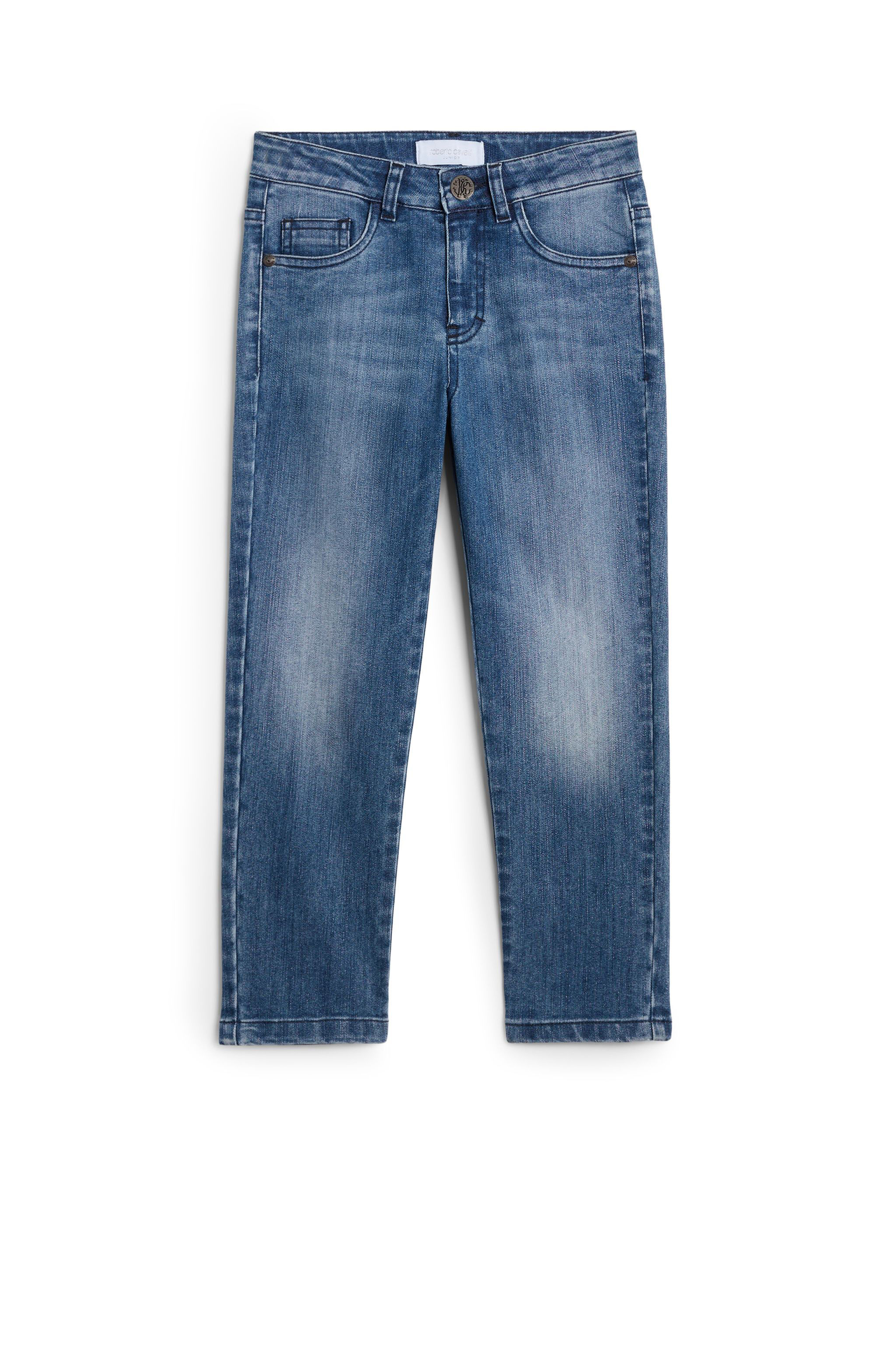 JU Jean droit à tigre brodé MEDIUM/LIGHT BLUE JJJ252-DS029