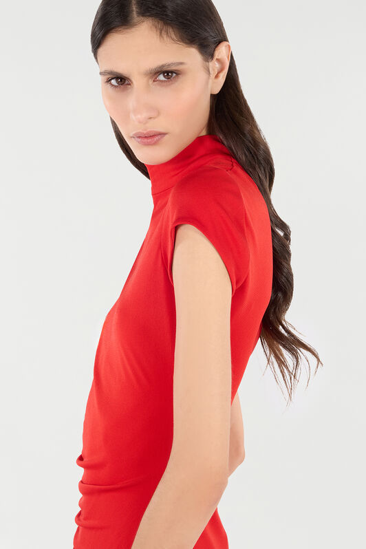 RC Mini Dress with Gathered Detail RC Mini Dress with Gathered Detail Red VQT143-JE034