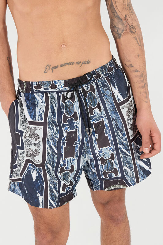 RC Badeshorts Mit Print Marble Und Fang Dunkelblau URH00A-5RN65