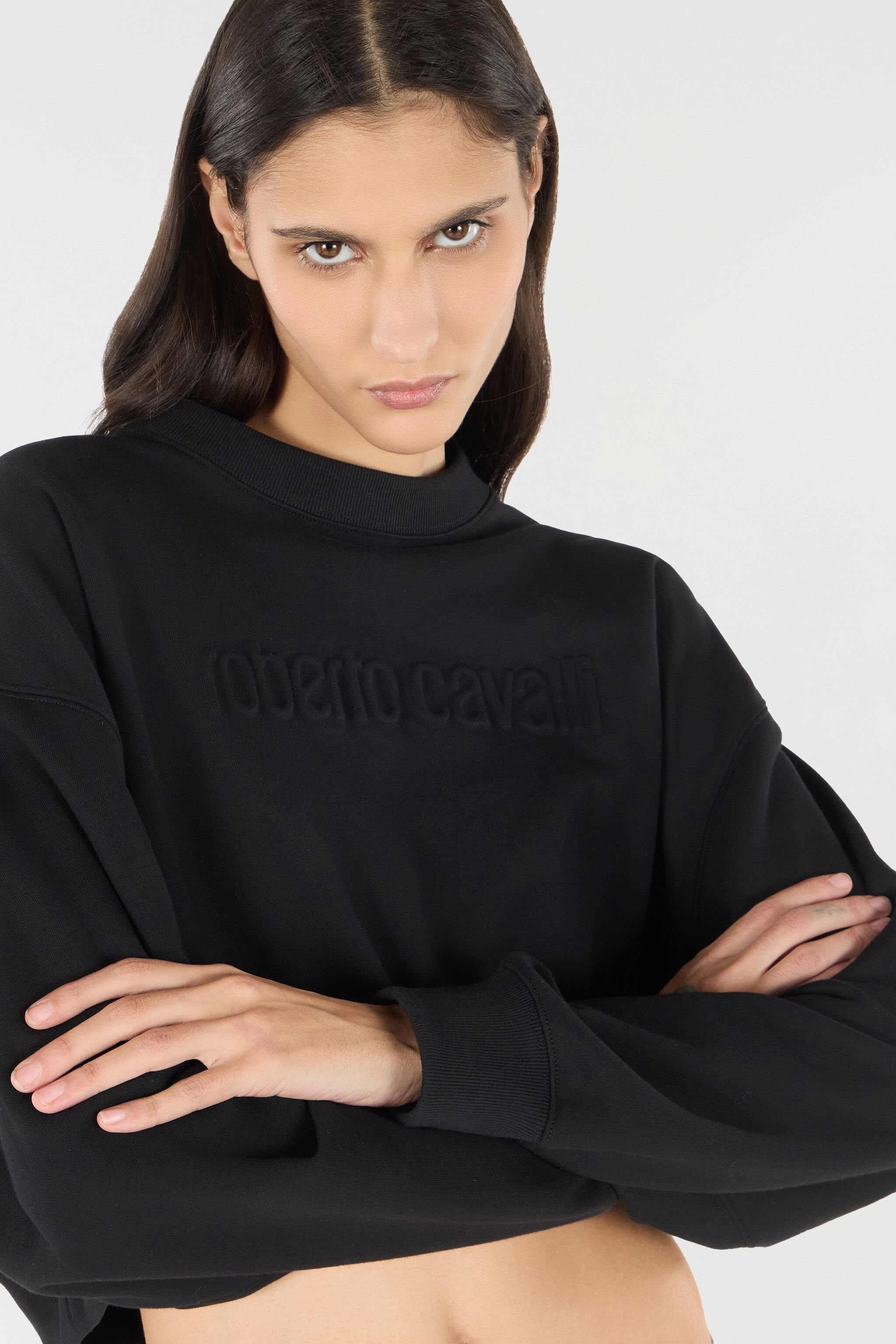 RC Cropped Sweatshirt With Logo Black UKT66A-CF057