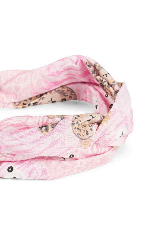 JU Teddy Bear-Print Twist Headband Pink RJI005-JFG79
