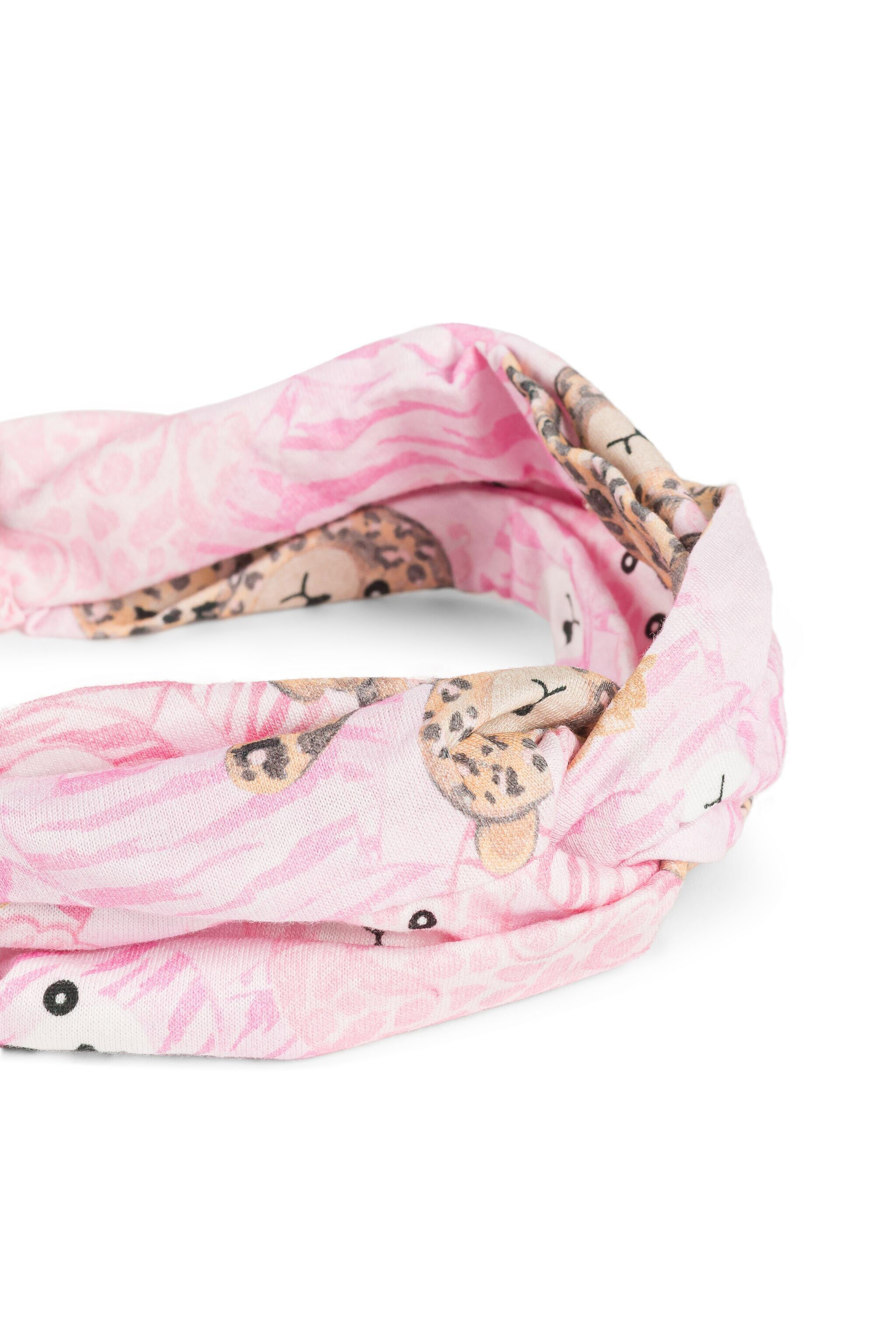 JU Teddy Bear-Print Twist Headband Pink RJI005-JFG79