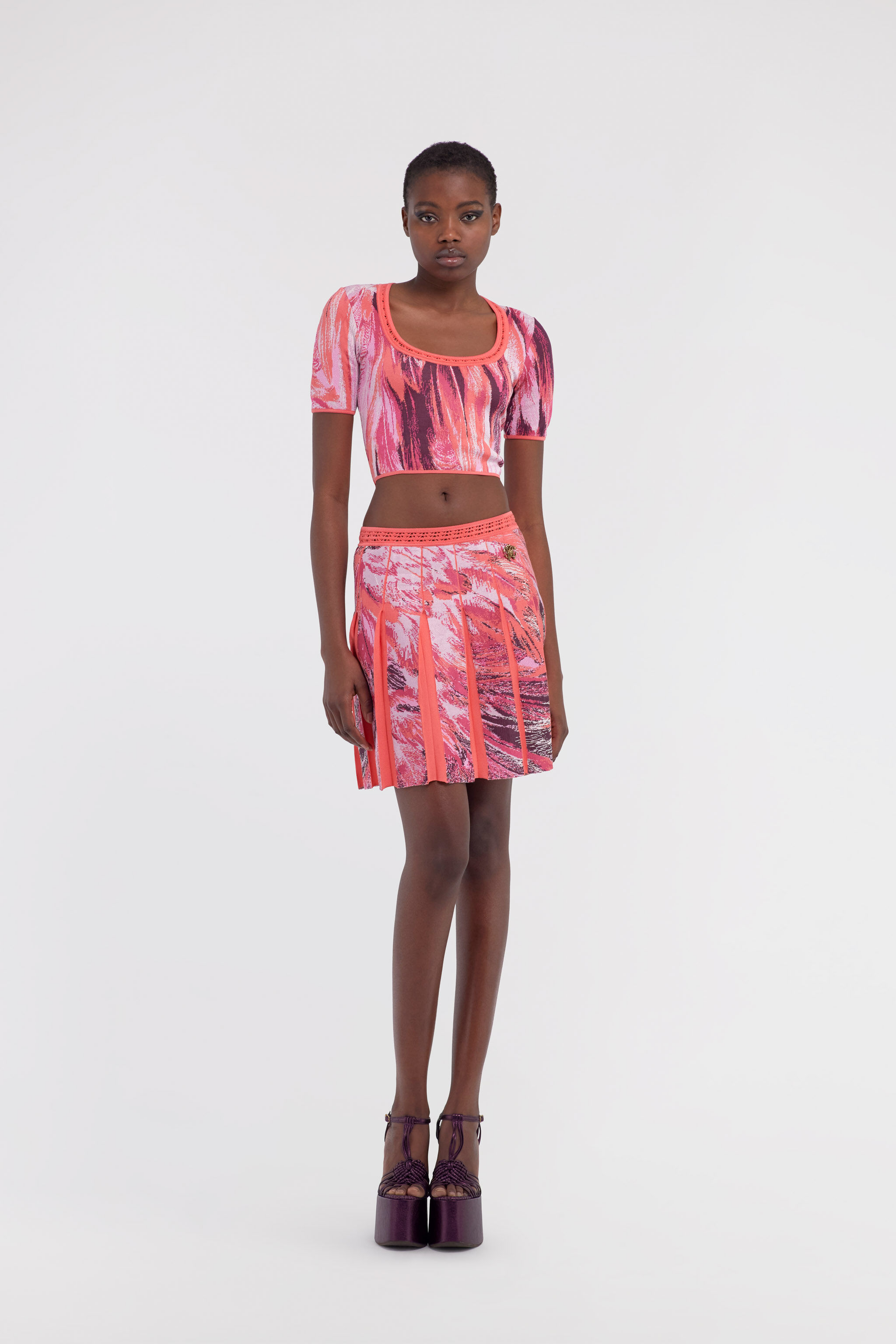 RC Plumage print knitwear top Fuchsia SWM602-MI150