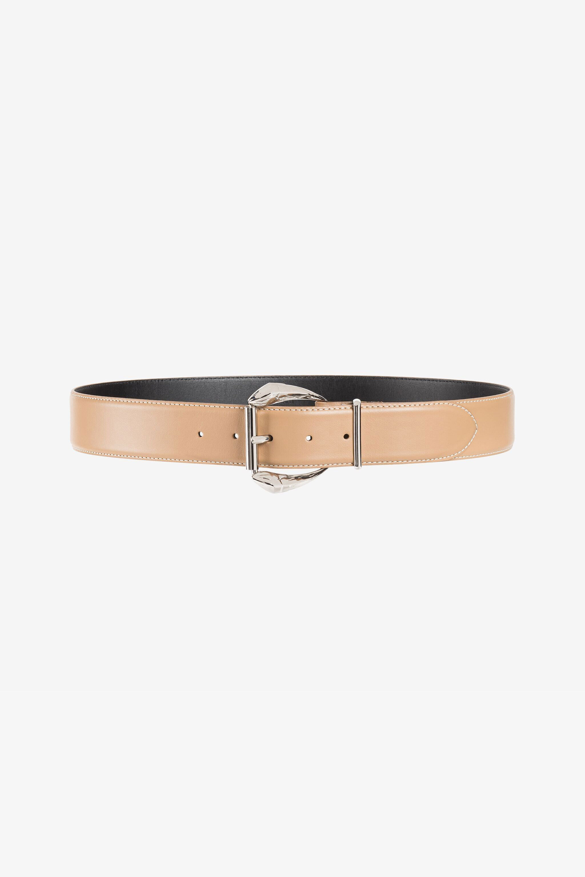 RC Buckled leather belt KAKI QRC004-IZACD