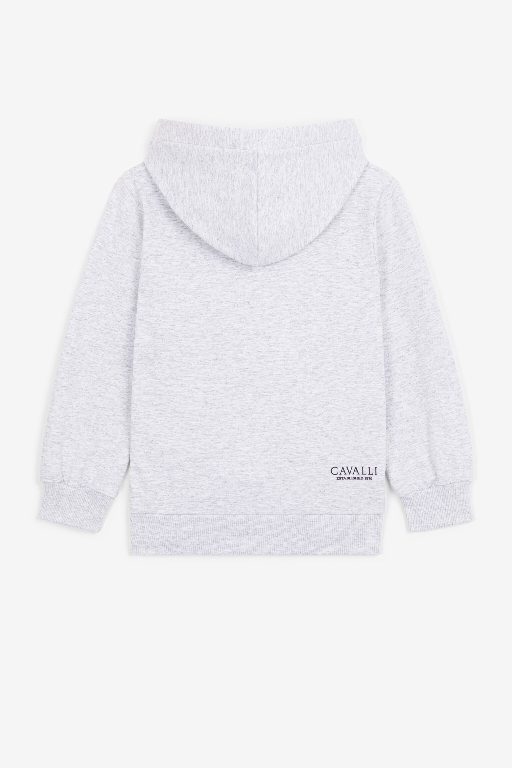 JU Kapuzensweatshirt mit animalischem Patchwork-Print Grau PJT972-CF050