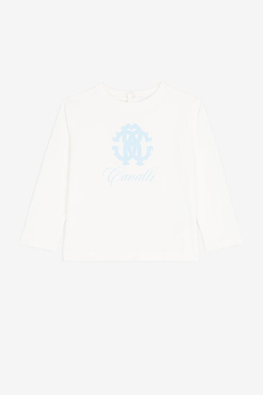 JU Long-sleeved monogram-print top JU Long-sleeved monogram-print top White PJT619-JV025