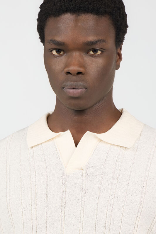 RC Cream Ribbed Polo WHITE SOT60Q-AI007