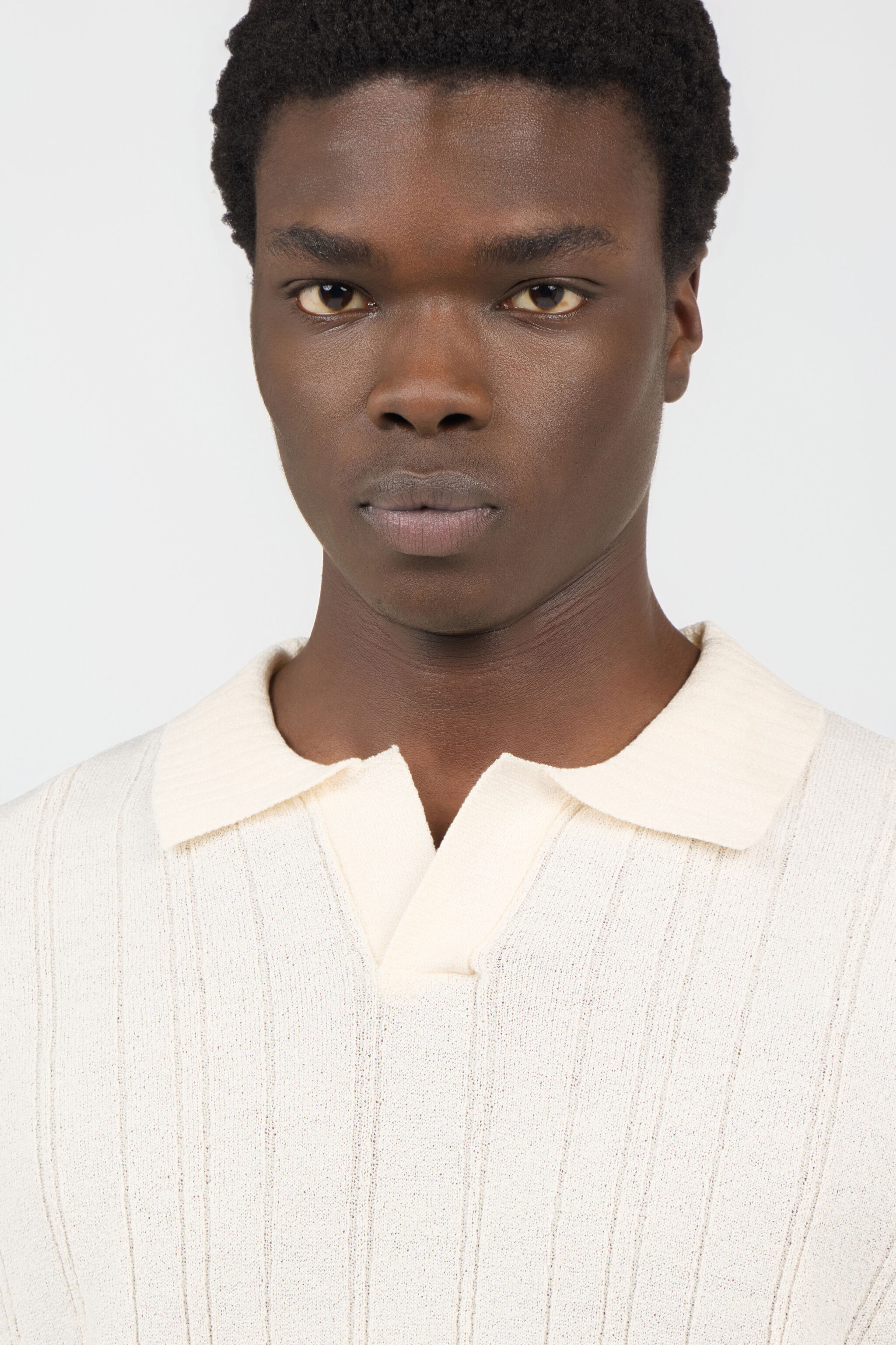 RC Cream Ribbed Polo WHITE SOT60Q-AI007