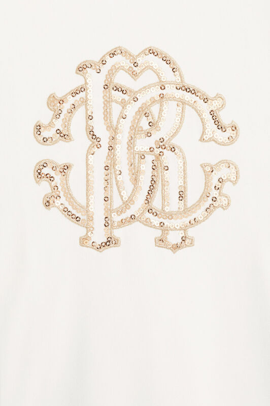 JU Sequin embroidered longline T-shirt JU Sequin embroidered longline T-shirt MILKY WHITE JJT603-JV025