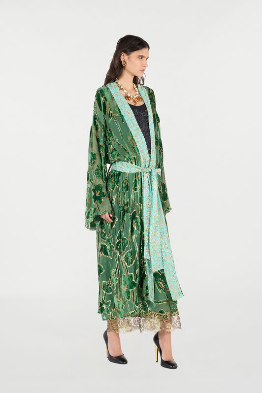 RC See-Through Robe with Floral Motif RC See-Through Robe with Floral Motif VERDE/ORO VKT502-FC007