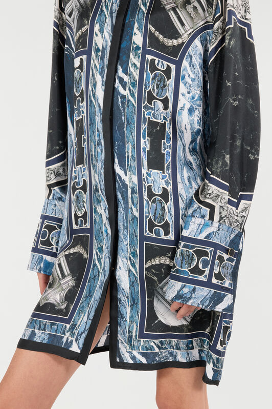 RC Short Silk Dress With Marble Print Dark blue UKT160-4QN83