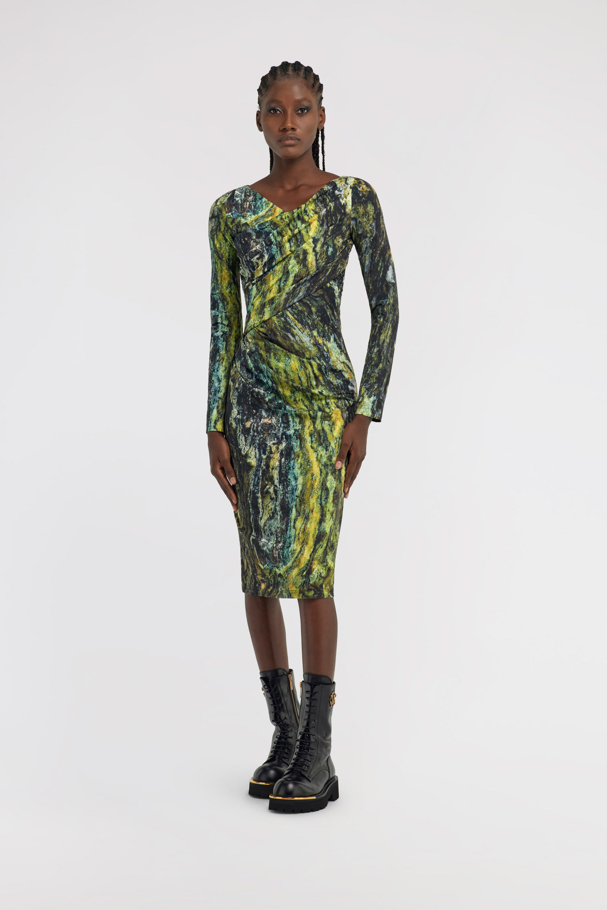 RC Marble print Dress Verde oscuro TWT140-LNN20