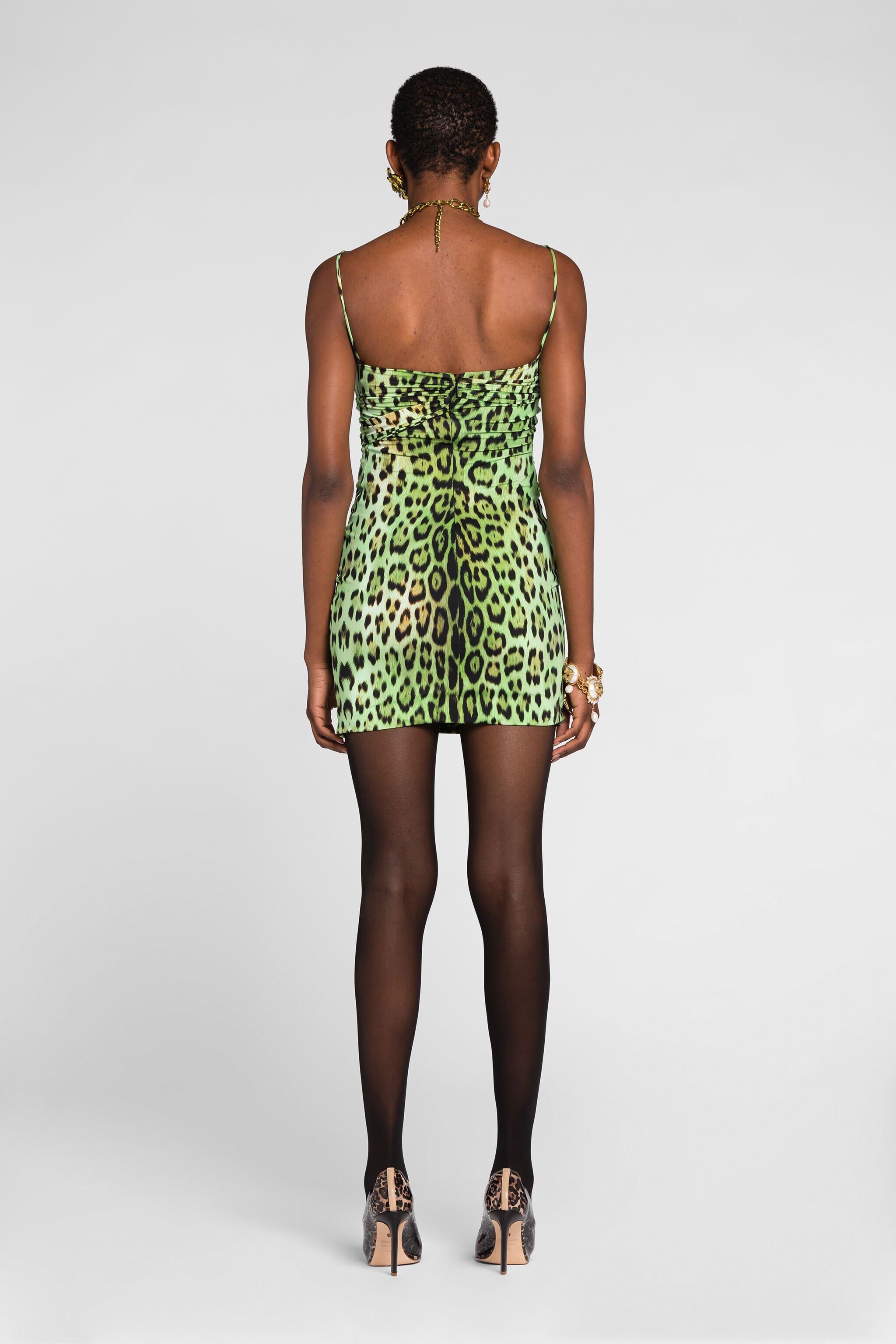 RC Jaguar print sleeveless minidress Verde claro QKT142-LNF53