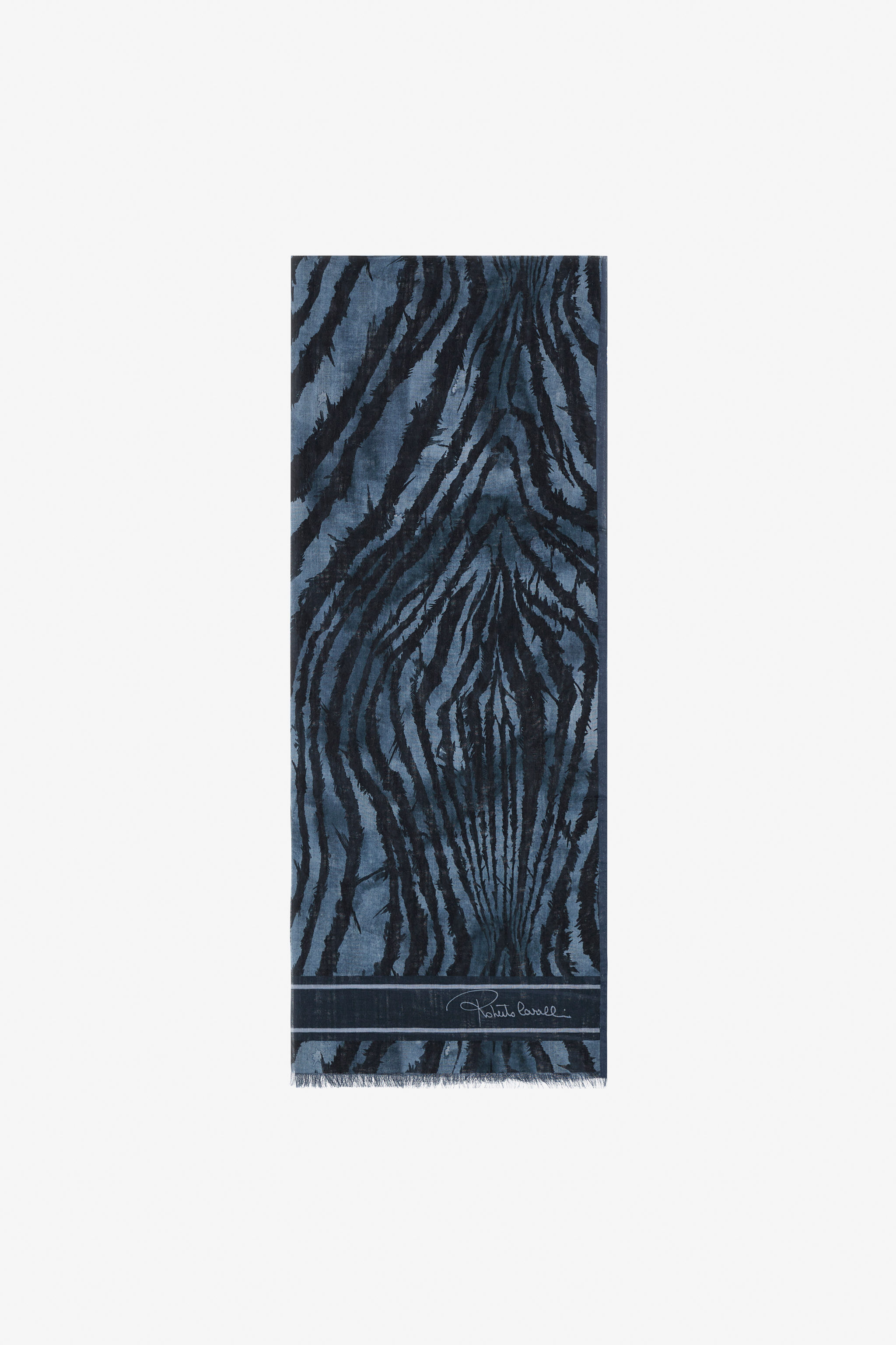 RC Roberto Cavalli Stole with Freedom print Dunkelblau SYI00C-OBL54