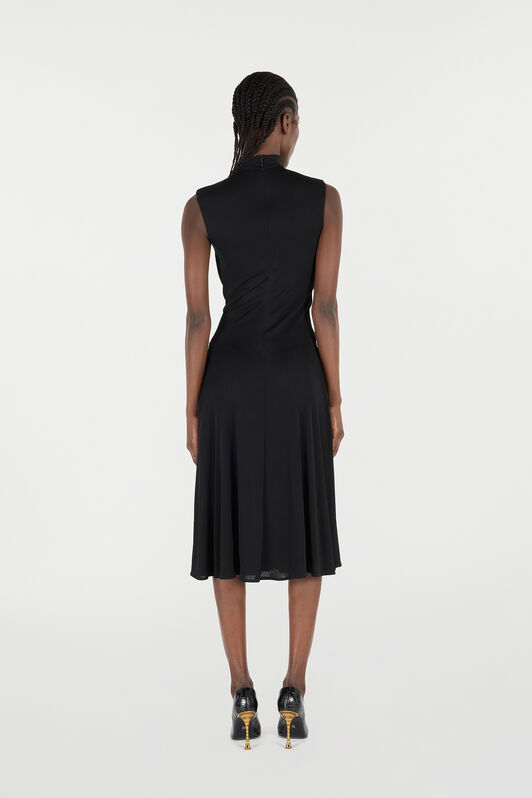 RC Midi Dress with Draping Negro VKT111-JE034