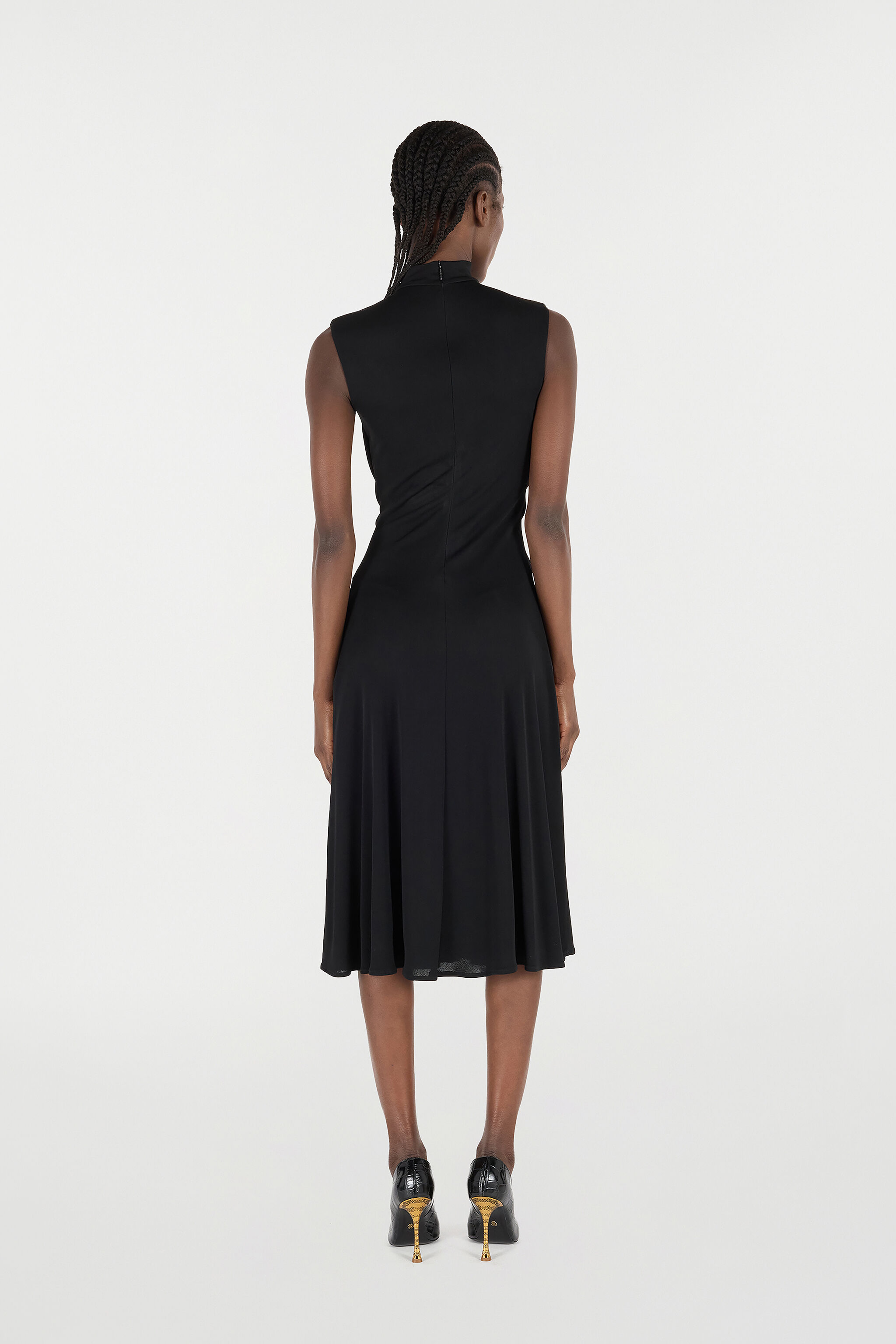 RC Midi Dress with Draping Negro VKT111-JE034