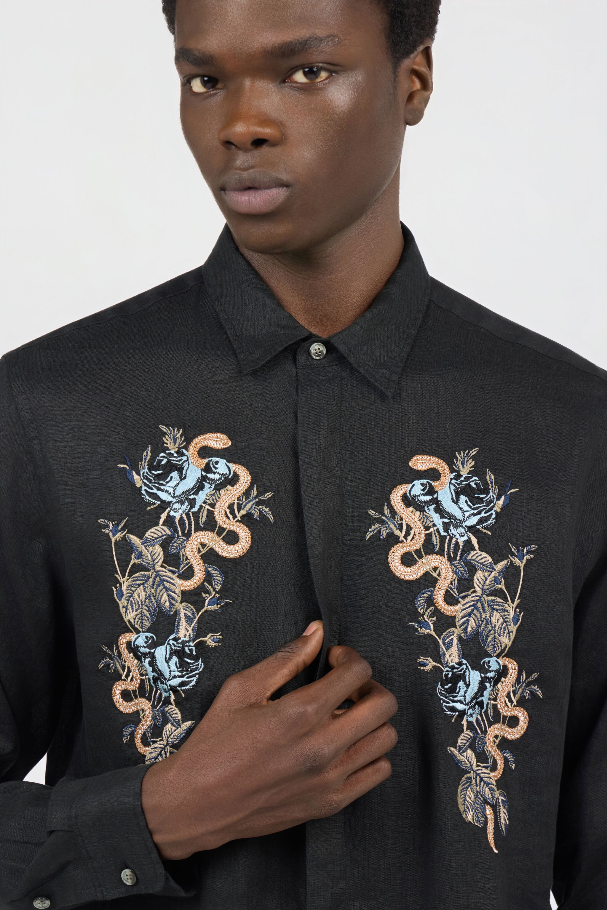 RC Black Embroidered Shirt BLACK SOT70K-3HM70