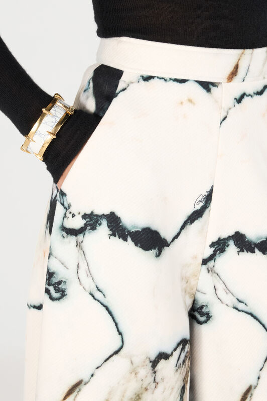 RC Loose flare trousers with Marble print Black/White TWT202-9MN18