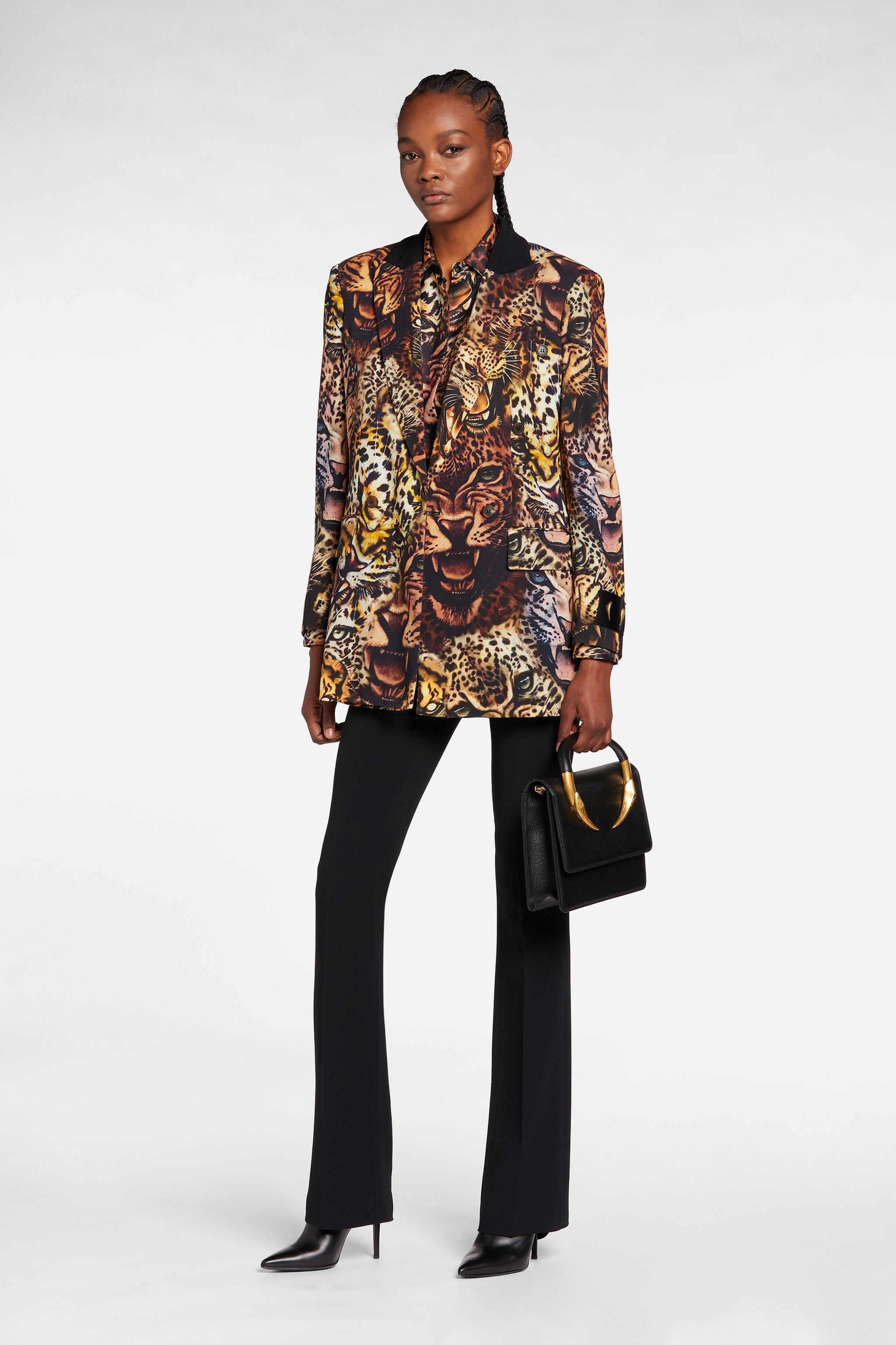 RC Zweireihiger Blazer mit Queen Of Arizona Print BLACK/RUM/NUDE NQT403-ORB76