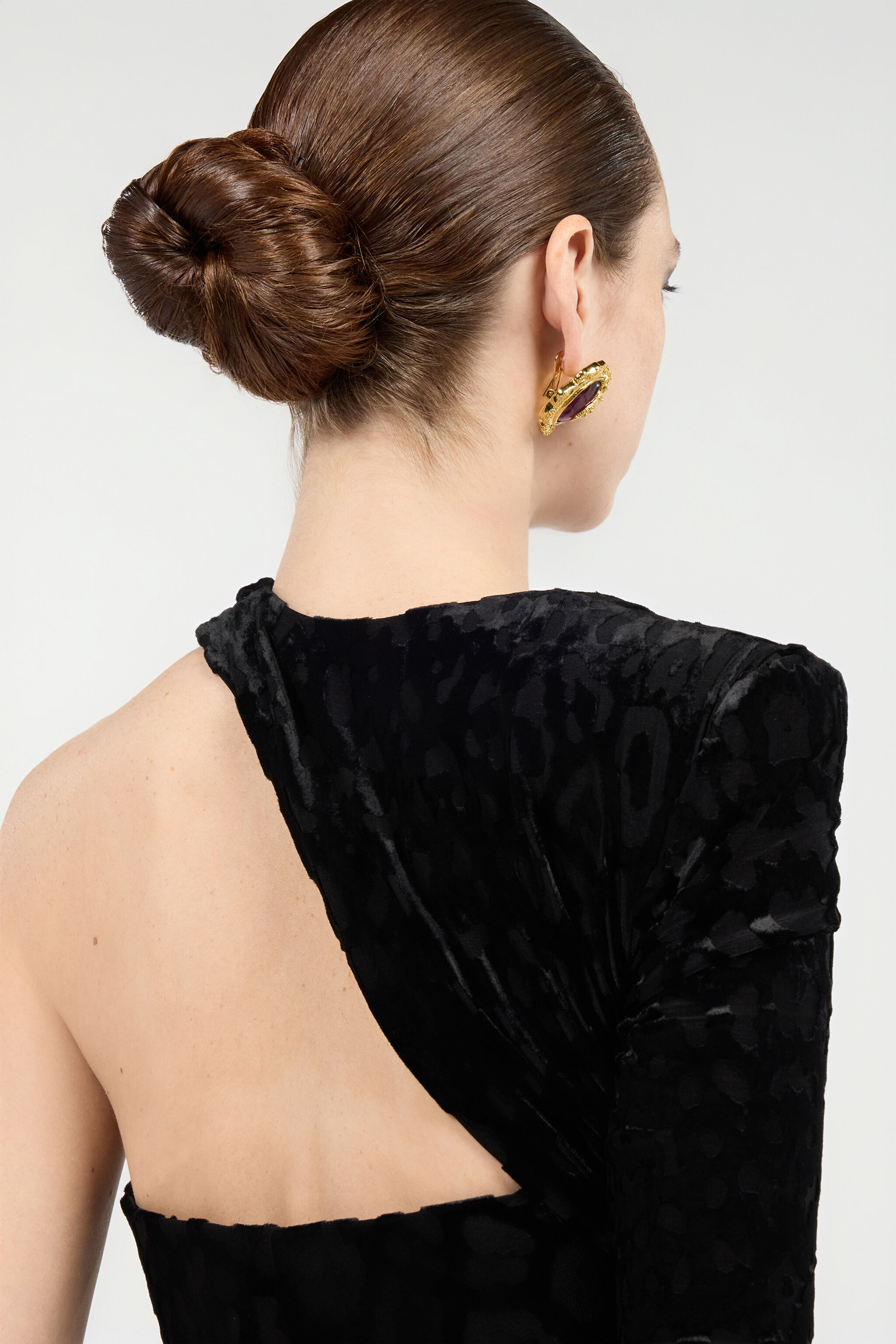 RC Asymmetric Black Dress with Jaguar Skin Pattern Black VWT125-CJ003