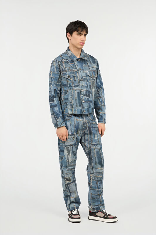RC Patchwork-Jeansjacke der Capsule Collection Blau UMJ416-VT001