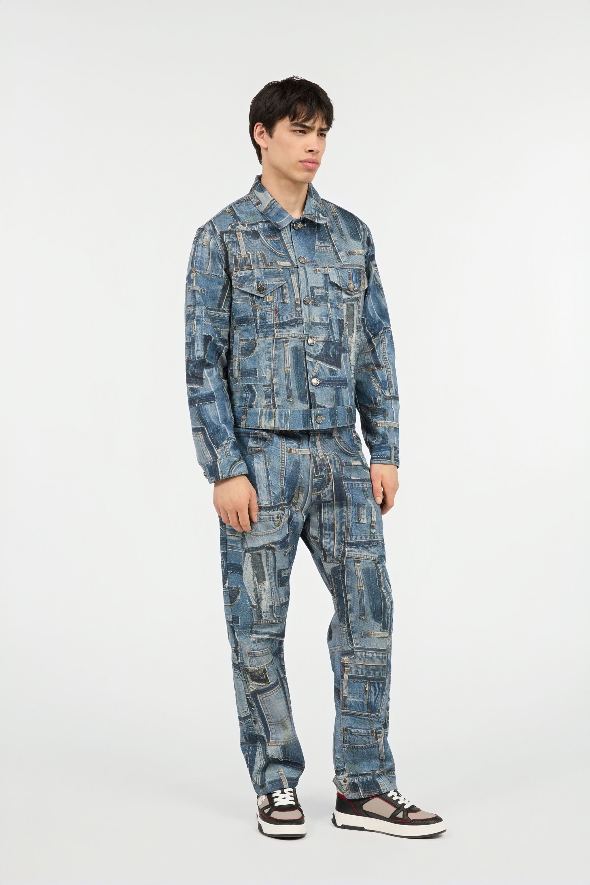 RC Patchwork-Jeansjacke der Capsule Collection Blau UMJ416-VT001