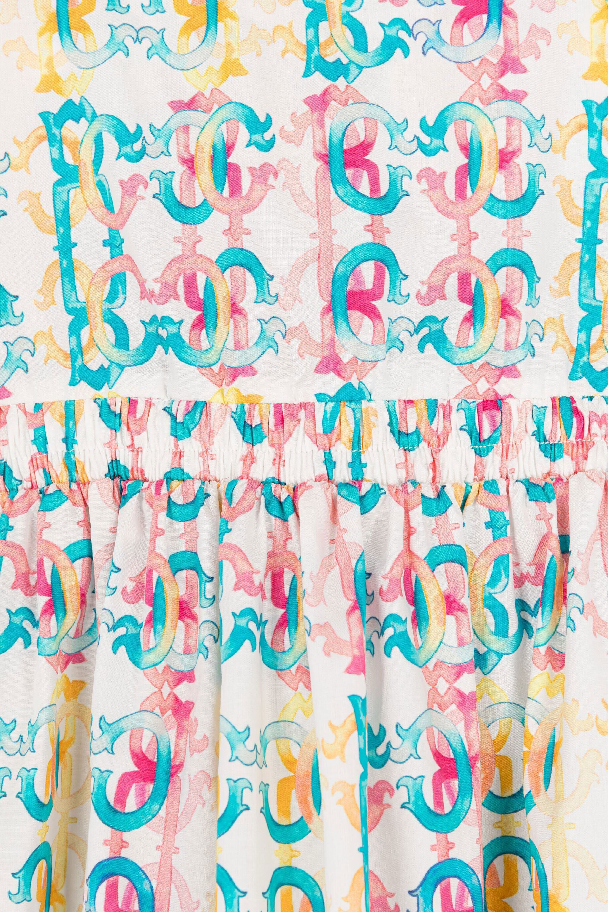 JU Colour-block monogram-print dress Light blue QJT136-CIG21