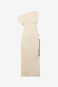 ${brand} Ivory One-Shoulder Midi Dress with Cut-Out ${colorDescription} ${masterID}