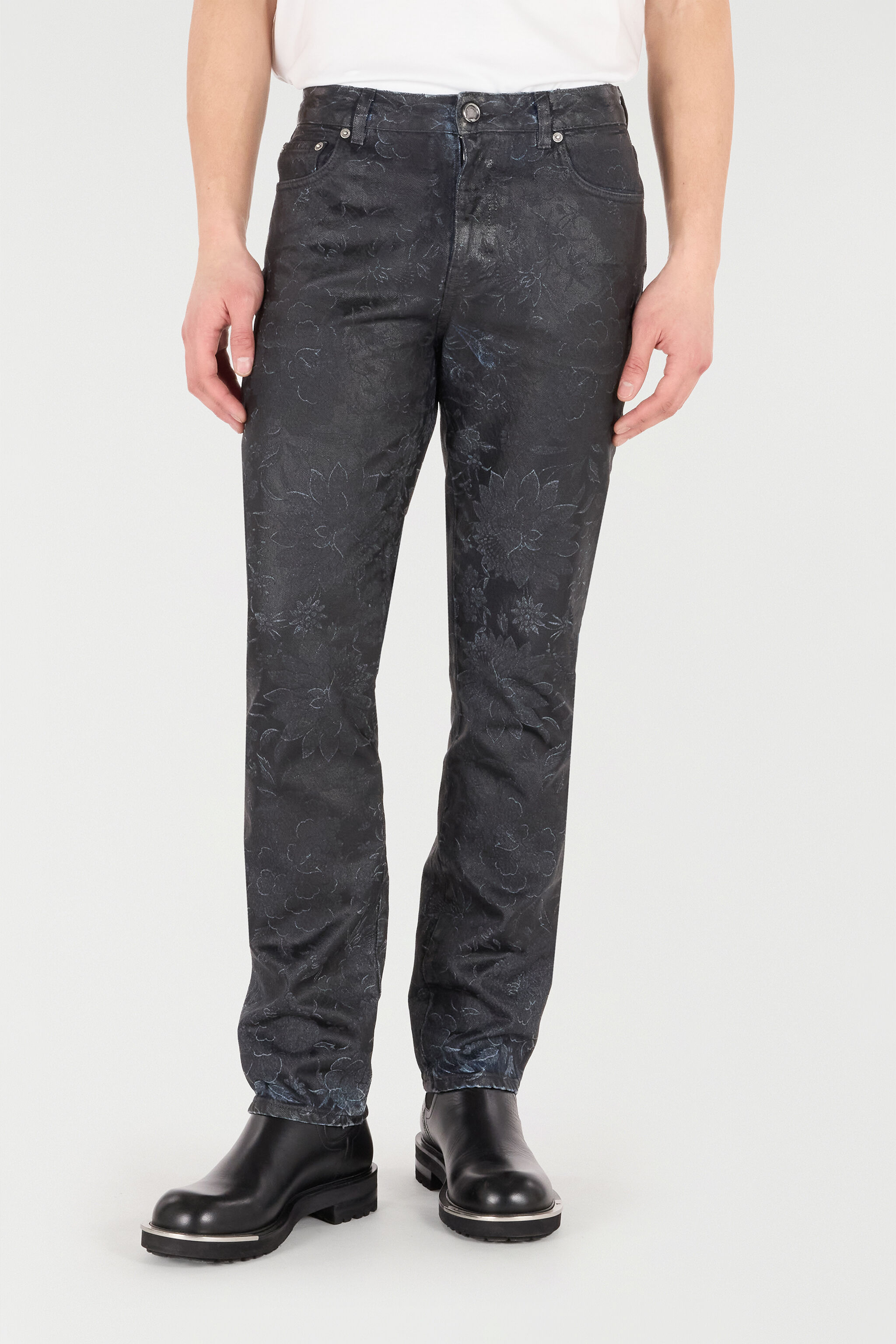 RC Jeans Con Motivo Floreale E Scoloriture Nero VNJ201-VT035