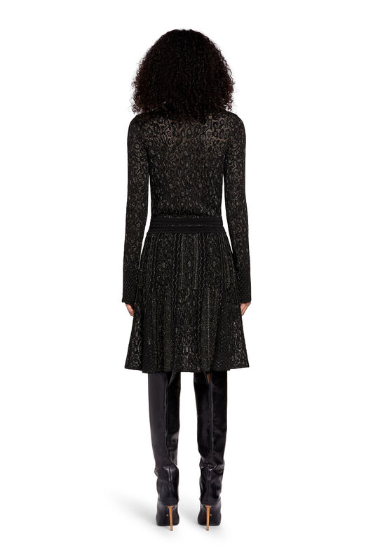 RC Metallic sheen flared dress Black LQM155-MO007