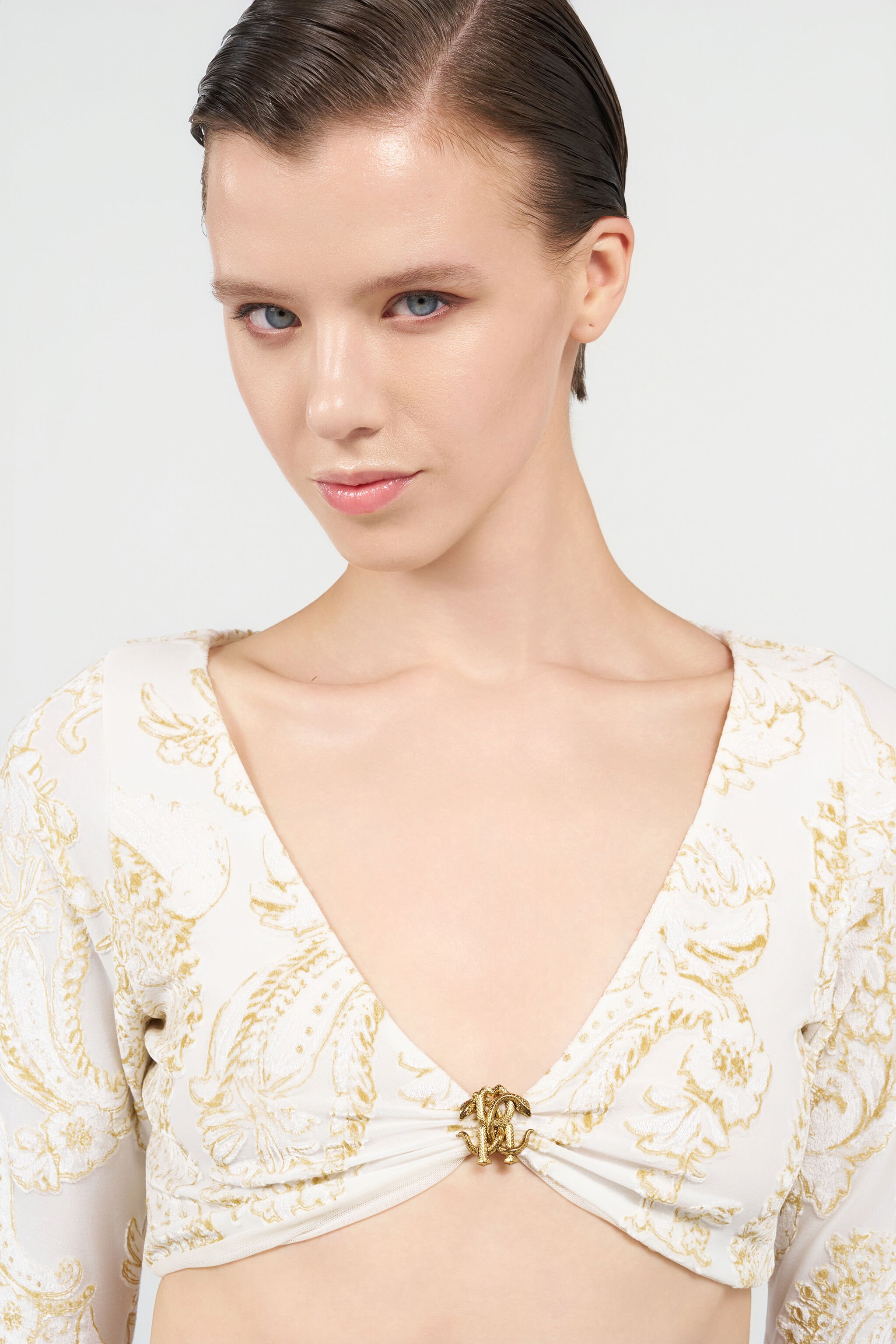 RC Ornamental White Print Top WHITE WQW025-6CR36